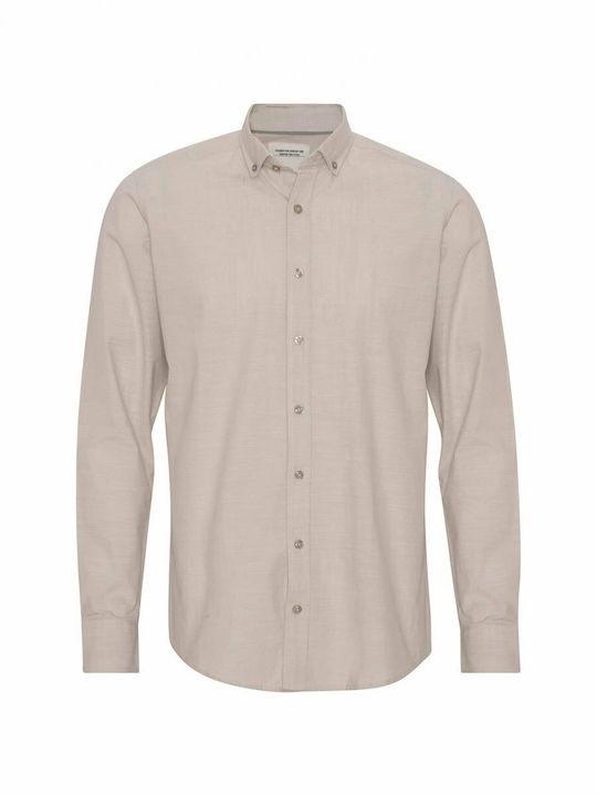 Langärmlig Leinen Hemd Bubbly Beige
