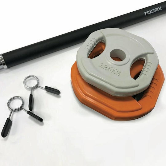 Toorx BPS-L Body-Pump Μπάρα Φ25mm Σετ με Βάρη 10kg Μήκους 140cm με Κολάρα Μανταλάκια