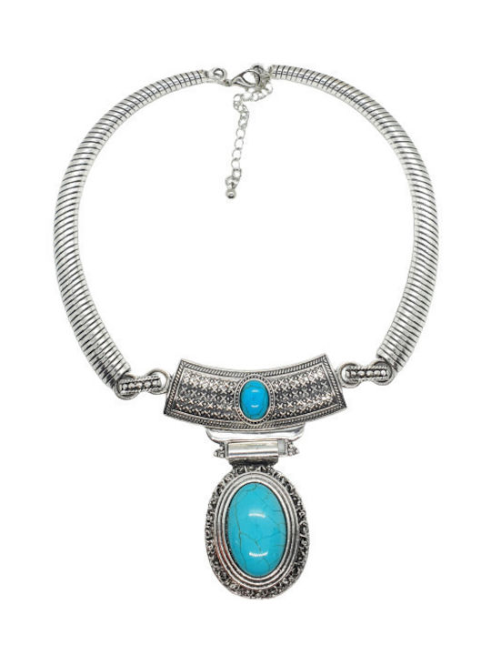 Vintage necklace necklace, Boho with turquoise stone in drop shape S12.