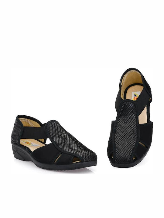 Medies Women's Flat Sandals Anatomic in Black Color