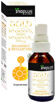 Ino Plus Gold Vitamin D3, K2, C & Zinc Spray Vitamin for Immune System Boost 2000iu 37.5mg 20ml