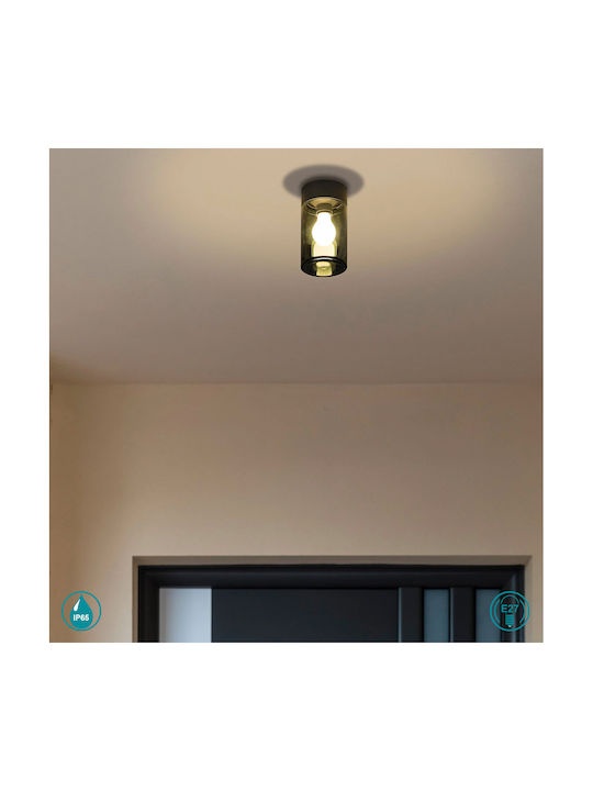 Faro Barcelona Kila Outdoor Ceiling Flush Mount E27 in Black Color 71740