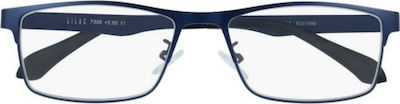 Silac 7306 Men's Reading Glasses +3.50 Blue Metal 7306