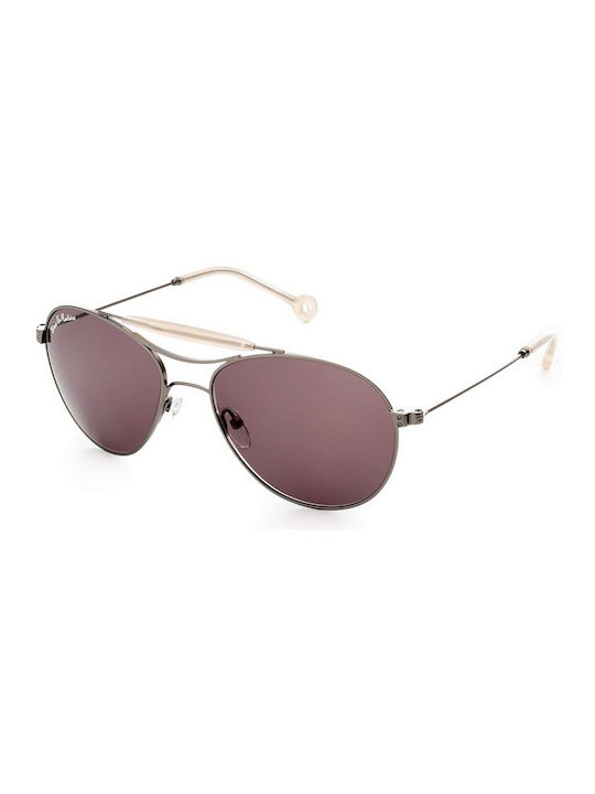 Hally&Son Sunglasses with Gray Metal Frame and Brown Lens DH501S 01