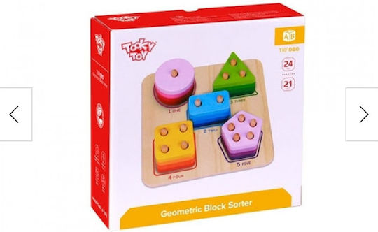 Tooky Toys Shape Sorting Toy Geometric Shapes Stacking with Numbers made of Wood for 24++ Months