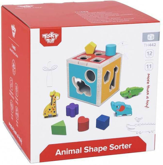 Tooky Toys Παιχνίδι Ταξινόμησης Σχημάτων Κύβος με Σχήματα από Ξύλο για 12+ Μηνών