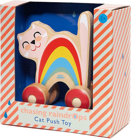 Petit Monkey Push Along Rainbow Kitten από Ξύλο για 12+ Μηνών