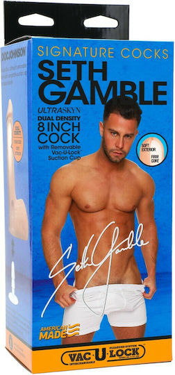 Doc Johnson Signature Cocks Seth Gamble with Removable Vac-U-Lock Ρεαλιστικό Dildo με Όρχεις και Βεντούζα Flesh 20cm