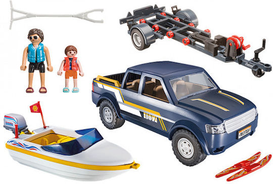 Playmobil Family Fun Pick-Up with Speedboat for 4-10 years old