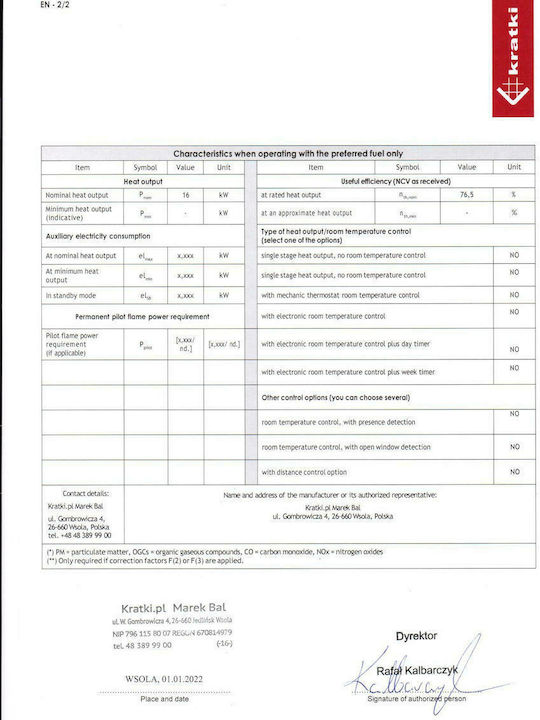 Kratki Oliwia L Ενεργειακό Τζάκι Ξύλου 18kW Αριστερή Γωνία με Ανοιγόμενη Πόρτα