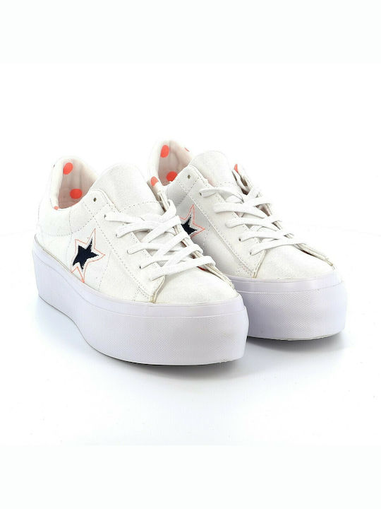 Converse One Star Platform Ox Femei Sneakers Albe