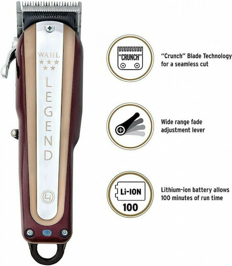 Wahl Professional Legend Cordless Professional Rechargeable Hair Clipper Bordeaux/Gold 08594-016