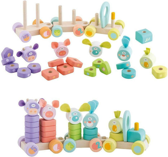 Sevi Stacking Toy Stacking Train with Shapes & Numbers made of Wood for 24++ Months