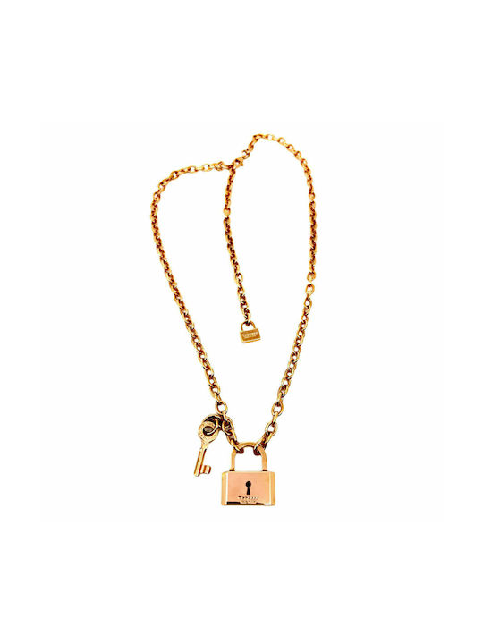 Rebecca Necklace from Gold Plated Steel with Zircon