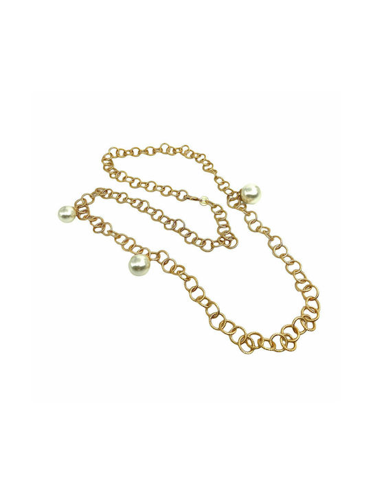 Rebecca Malibu Necklace from Gold Plated Steel with Pearls