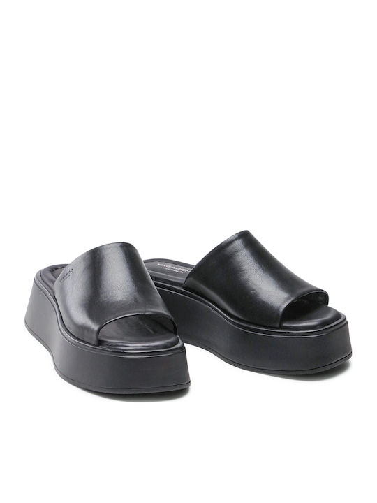 Courtney Δερμάτινα Γυναικεία Σανδάλια Flatforms Μαύρα