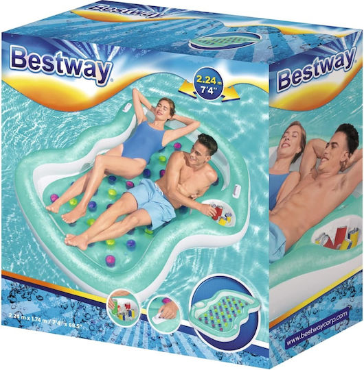 Bestway Φουσκωτό Στρώμα Θαλάσσης 2 Ατόμων με Χειρολαβές Τιρκουάζ 224x174cm