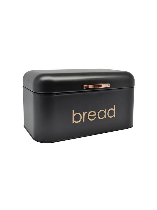 Metallic Bread Box with Lid Black - Rose Gold 30.5x20.7x15cm