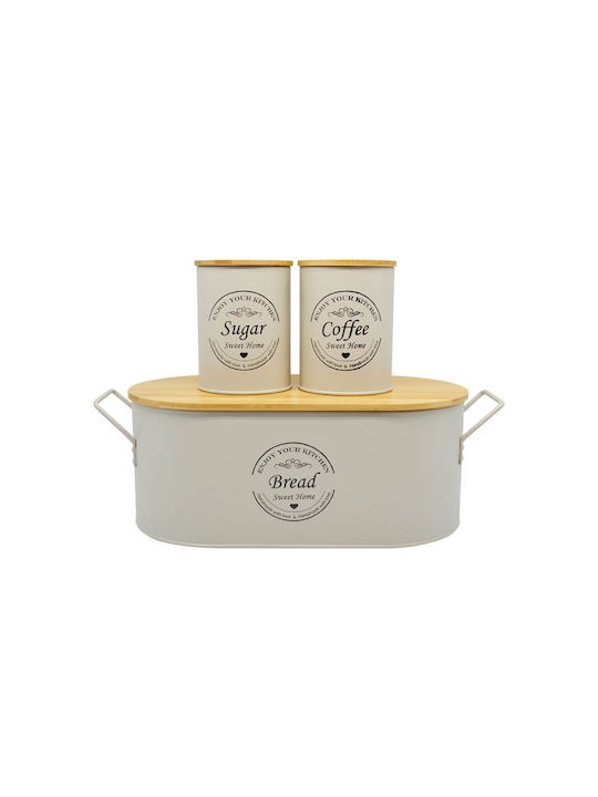 Ankor Bread Box with Lid Metallic Beige 33.5x17.6x12.2cm