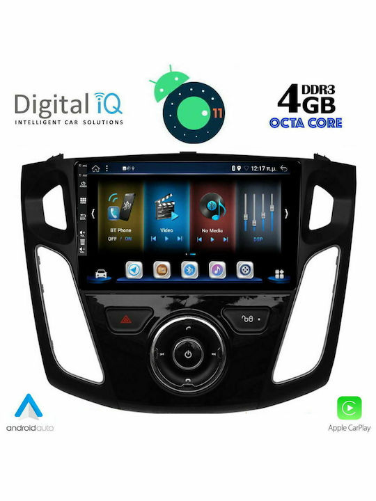 Digital IQ Автомобилна Аудио Система за Ford Фокус 2011-2018 (Блутут/USB/AUX/WiFi/GPS/Apple-Carplay/CD) с Тъчскрийн 9"