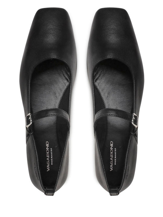 Leather Pointy Ballerinas Delia Black