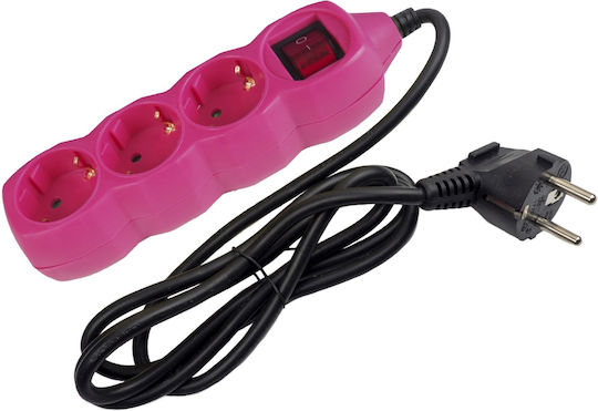 Entac ESEG3-1.5-SW-P Power Strip 3 Positions with Switch and Cable 1.5m Pink