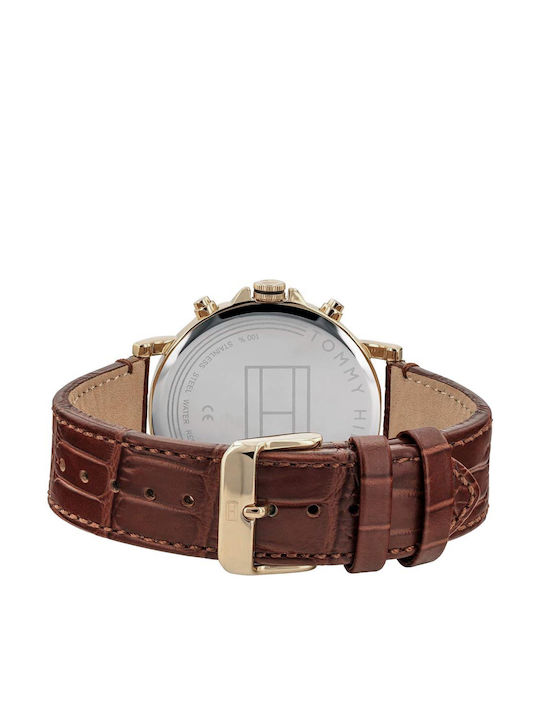 Tommy Hilfiger Daniel Men's Watch 44mm Chronograph Battery with Brown Leather Strap