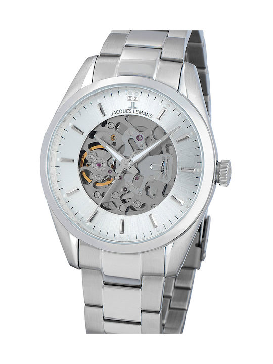 Jacques Lemans Derby Watch Automatic with Silver Metal Bracelet