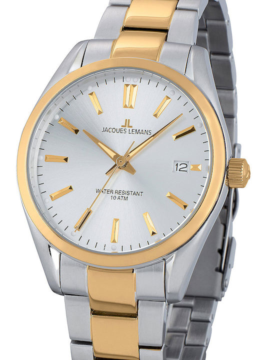 Jacques Lemans Derby Ρολόι Μπαταρίας με Μεταλλικό Μπρασελέ Jacques Lemans Derby Ρολόι Μπαταρίας με Μεταλλικό Μπρασελέ