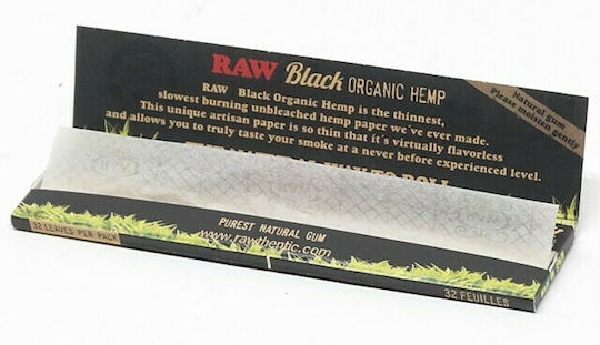 Raw Organic Hemp Black Zigarettenpapiere King Size 32 Blätter 50Stück