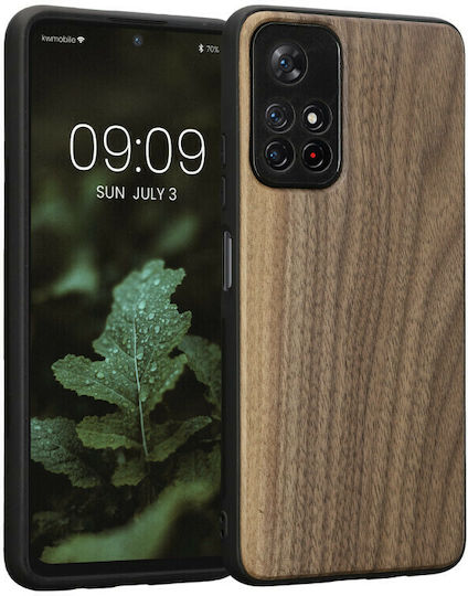 KWmobile Umschlag Rückseite Hölzern Dark Brown / Black (Poco M4 Pro 5G / Redmi Note 11s 5G)