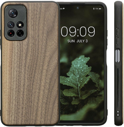 KWmobile Umschlag Rückseite Hölzern Dark Brown / Black (Poco M4 Pro 5G / Redmi Note 11s 5G)