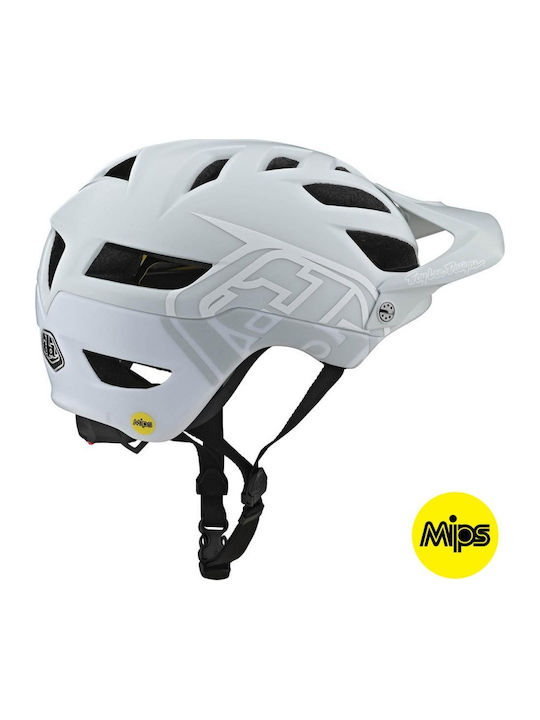 Troy Lee Designs A1 Mips Cască de Bicicletă Munte cu Protecție MIPS Classic Light Gray/white