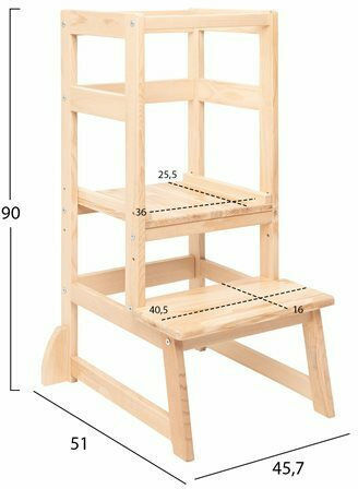 Learning Tower made of Wood Beige HomeMarkt