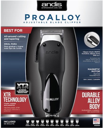 Andis Pro Alloy Επαγγελματική Κουρευτική Μηχανή Ρεύματος Μαύρη 69105