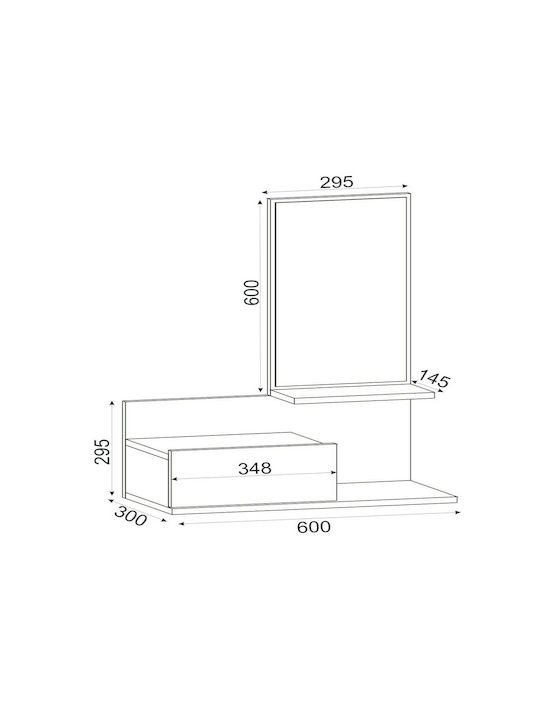 Rodos Entry Furniture with Mirror Coffee 60x30x100cm