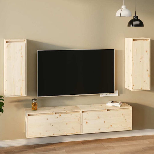 Висулка Шкаф За Дневна От Масивно Дърво Бежов 30x30x80см