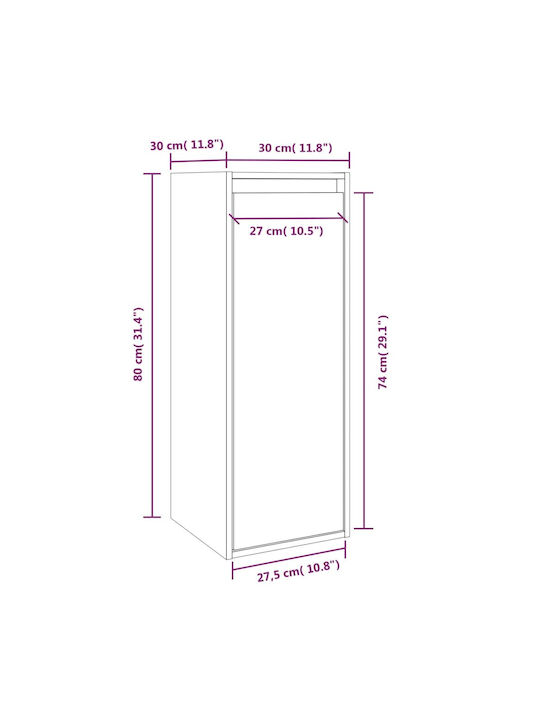 Wand Wohnzimmer Vitrine aus Massivholz Beiges 30x30x80cm