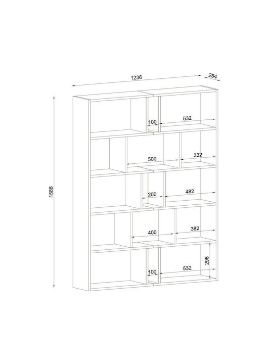 Bookcase Idra Brown 134x26x159cm