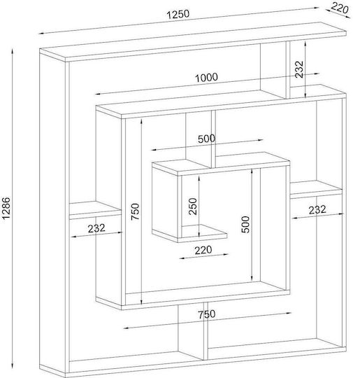 Bookcase Ithaki Brown 125x22x130cm