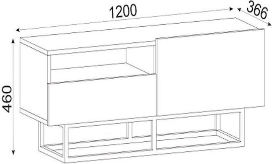 TV Stand Ios from Metal & Wood Beige L120xW37xH46cm