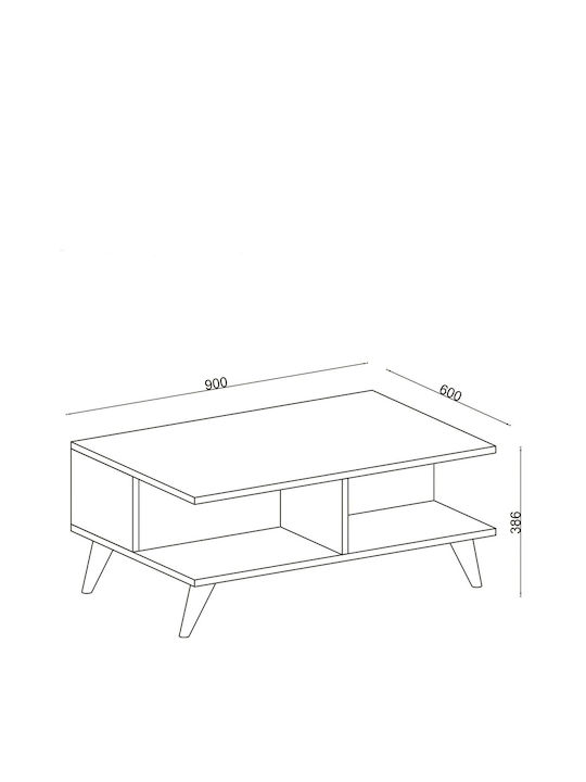 Rectangular Central Coffee Table Lovell Wooden Brown W90xL60xH38.6cm