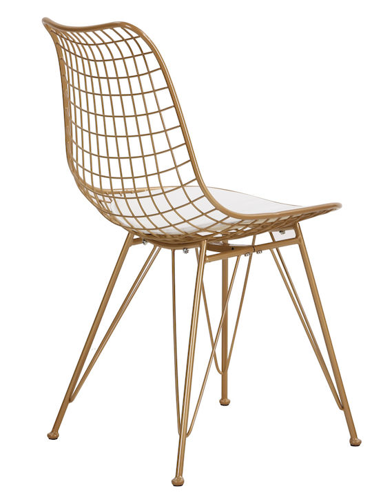 Outdoor-Stuhl Metallisch Fagus Gold mit Kissen 49x58x83.5εκ.