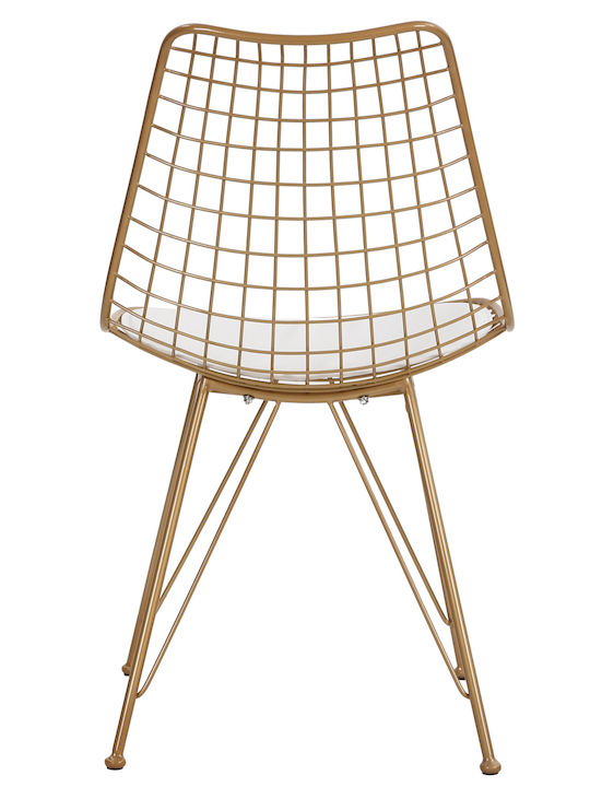Outdoor-Stuhl Metallisch Fagus Gold mit Kissen 49x58x83.5εκ.