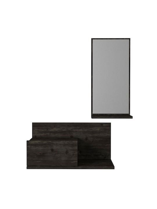 Rodos Entry Furniture with Mirror Dark Brown 60x30x100cm