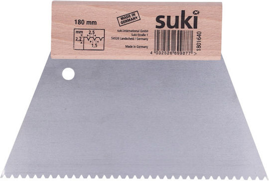 Suki Σπάτουλα Κόλλας 180mm Οδοντωτή Τύπου Β Σπάτουλα Μεταλλική Οδοντωτή 180mm με Ξύλινη Λαβή 1801640