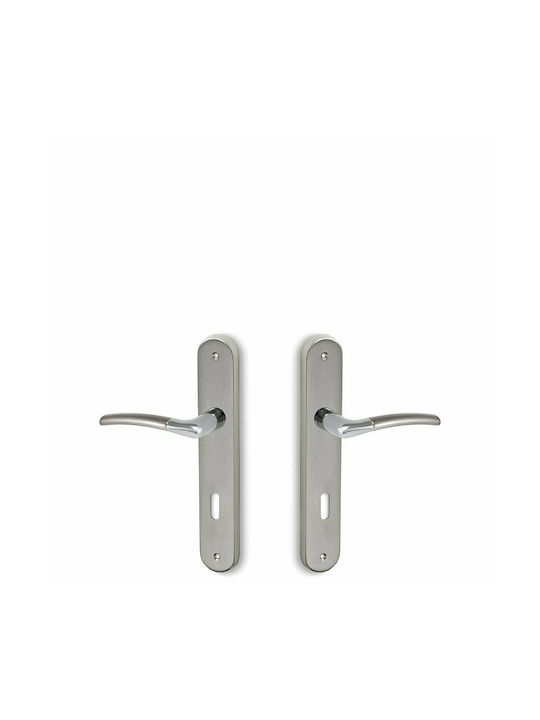 Conset Lever Middle Door with Plate C1045 C1045HRS05S04 Pair (Center Distance 72mm) Nickel / Chrome