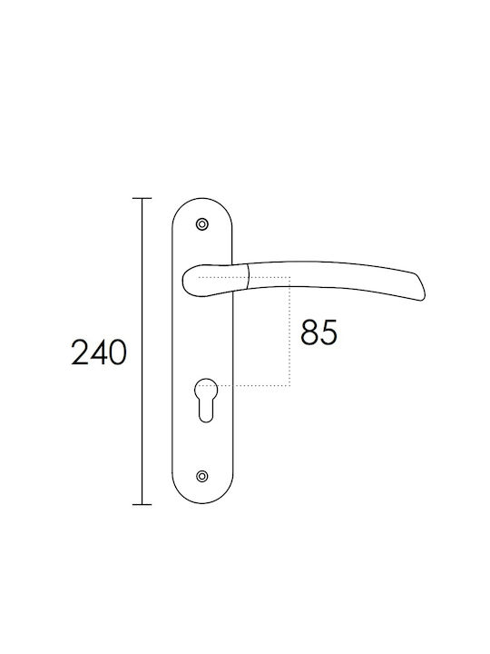 Conset Πόμολο Εξώπορτας με Πλάκα Δεξί C1045 C1045S05S04 Νίκελ Ματ & Γυαλιστερό