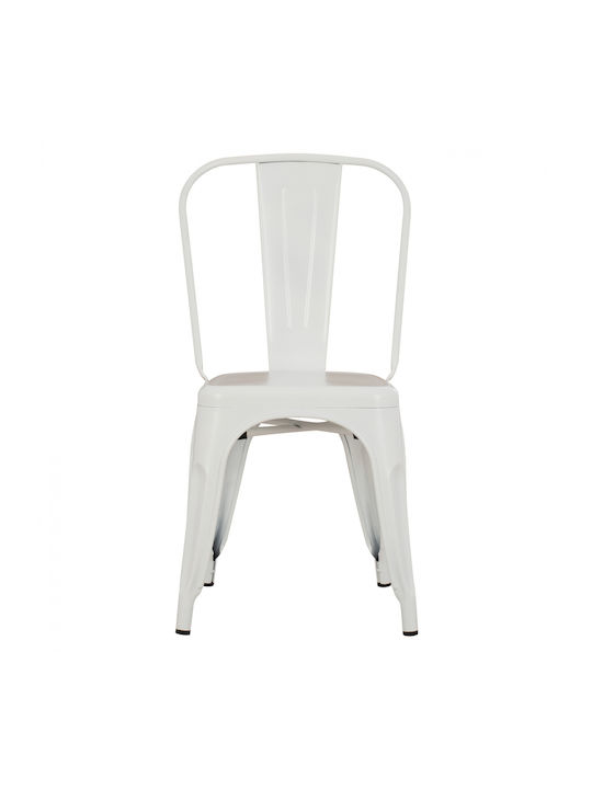 Melita Kitchen Metallic Chair White Checkmate 43x50x82cm