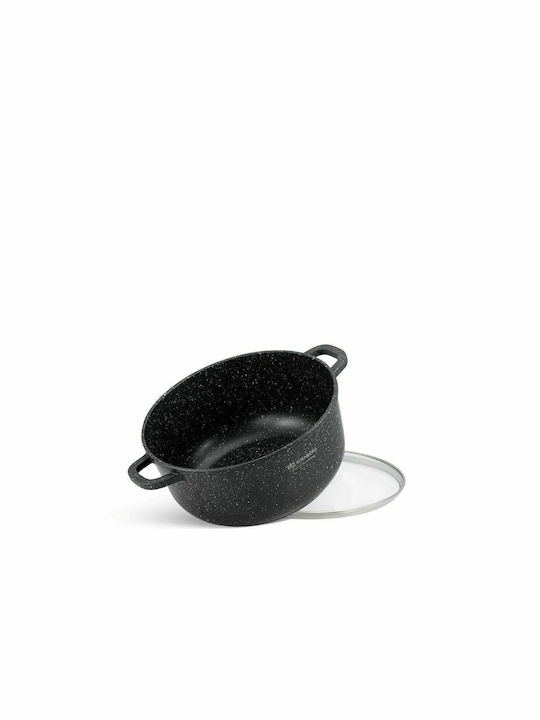 Edenberg Pots Set of Aluminum with Stone Coating Black 6pcs